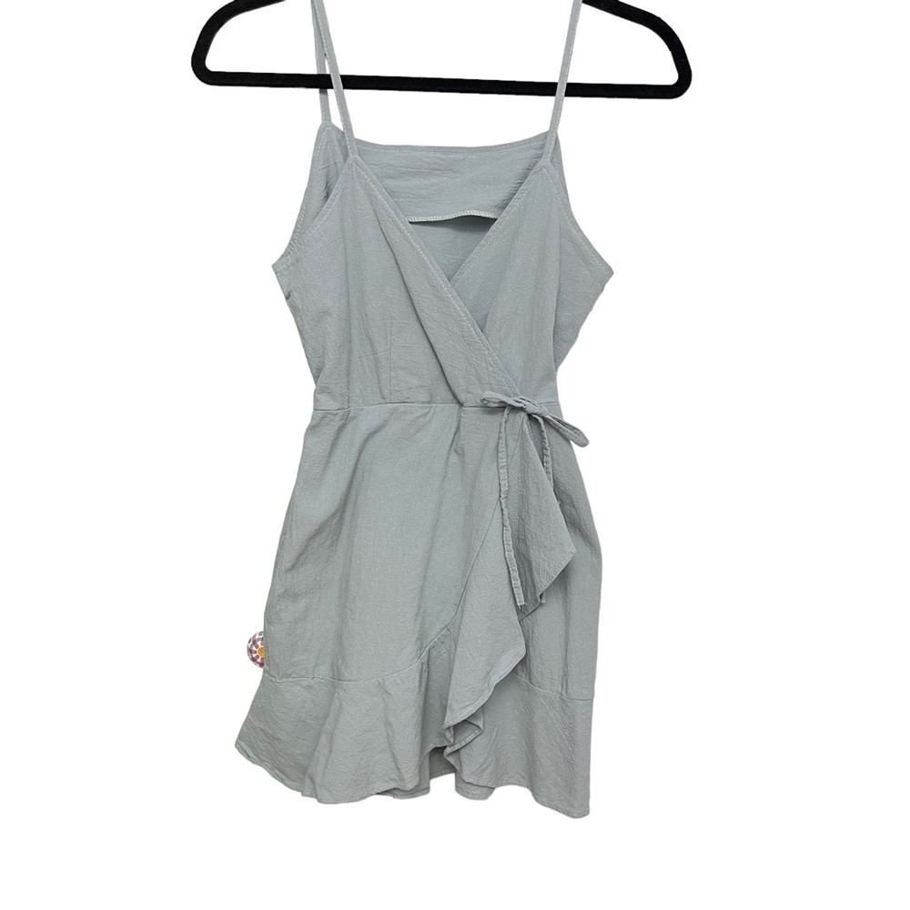 Polly Wrap V-neck Mini Dress Grey color Size XS